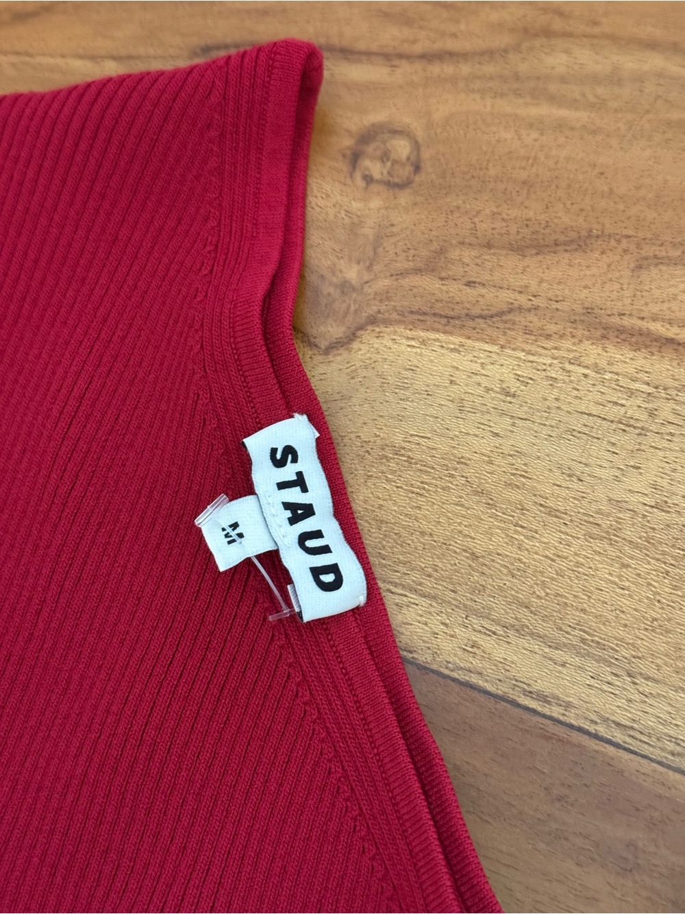 Staud Red One-Shoulder Ribbed Sweater Top - Picture 4 of 5